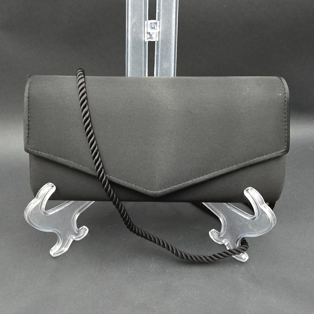 Vintage Lord & Taylor Satin Evening bag Clutch Purse Black